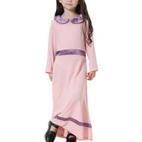 Мюсюлмански рокля Средно големи момичета с дълъг ръкав кукла яка цветен блок рокля просвета под $