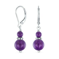 Bali Purple Amethyst Ball Dangle обеци стерлингов сребърен лост назад