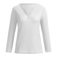 VEATZAER Женски риза с дълъг ръкав пуловер Небрежен V Neck Top Pullover Sweatshirt