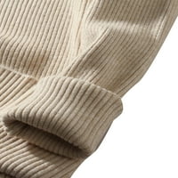 Glookwis мъжки джъмпер горен пуловер с висок врат плъзгащ цвят пуловер зимен топли плетайки пуловери с дълъг ръкав бежово m