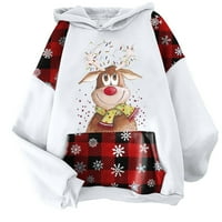 Графични качулки на Dadaria Y2K за жени Коледни карирани печат графичен суичър за дълъг ръкав пуловер суичър върхове риза блуза средна, женска