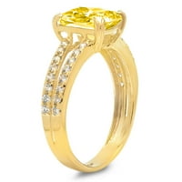 3. CT Brilliant Cushion Cut Clear Simulated Diamond 18K Yellow Gold Politaire с акценти пръстен SZ 4.5