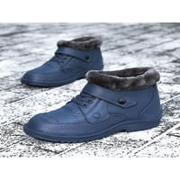 Tenmi Mens Slip устойчиви снежни ботуши на открито лека плюшена облицовка Зимни обувки Пътуване Ниско теле ботуш синьо 11