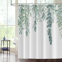 Ботанически завеси за душ, акварелен евкалипт листо растение зелена завеса за баня за вана за домашна украса водоустойчива тъкан Машина Измита с куки