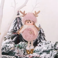 Коледна плюшена кукла ангелска висулка Коледна украса висящи орнаменти Сладка плюшена кукла висулка за домашно парти коледно дърво розово розово