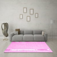 Ahgly Company Indoor Rectangle Abstract Pink Contemporary Area Rugs, 8 '10'