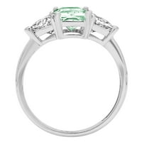2. CT Brilliant Emerald Cut Симулиран зелен диамант 14K бяло злато тритонен пръстен SZ 6