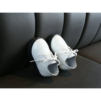 Ymiytan Unisex-child кожена обувка дантела оксфордски униформени обувки за рокли Парти апартаменти Неплъзгащи се официално бяло 13c