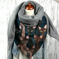 Farfi Fashion Winter Women Cats Floral Print Button Soft Neck Wrap Топъл шал шал шал