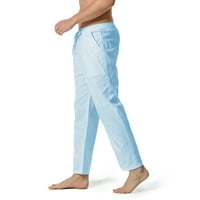 Мъжки широки панталони за крака връзки на талия Лека тежка памучна облицовка Домашни панталони Мъжки разхлабени панталони еластични мъжки панталони