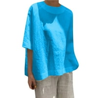 Hhei_k жени небрежно свободно ленено пачуърк плюс размер дама ежедневно сол блуза върхове ризи тренировки за жени