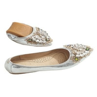 Sanviglor Ladies Loafers Comfort Flat Shoes Pointy Toe Flats Office Дишащ елегантна ежедневна ходеща обувка Неплъзгаща се приплъзване на плъзгане на сребро 8