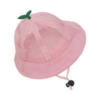 Детска слънчева шапка, стилна вятърна детска летна шапка диша с въже за открито за пътувания розово