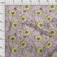 Oneoone Rayon Purple Fabric Floral Craft Projects Decor Fabric Отпечатано от двора широко-J6