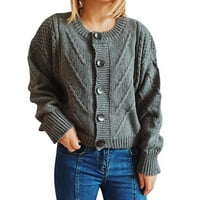 Жилетка за жени модни есен и зимен печат плетен пуловер за пуловер с дълъг ръкав Небрежни пуловери за жени