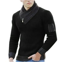 Blueek шал за врата пуловер плетен пуловер пуловер с дълъг ръкав Мъжки пуловер за шевове