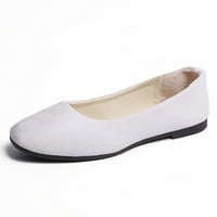 Yinguo жени солидни класически квадратни пръсти балетни обувки единични обувки ежедневни плитки уста плоски обувки за пролетта бяло размер 6.5-7