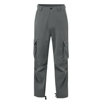 Zkozptok товарни панталони за мъже Работен бутон на открито туризъм Небрежни панталони с цип с джобове, тъмно сиво, XL
