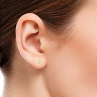 Mauli Jewels ушни пръстени за жени 0. Карат диамант кръгла форма Обеци с карат 14K твърдо жълто злато-заселване на Prong