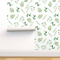 Swatch за тапет за търговски клас - пролетни акварелни листа папрат евкалипт ботаническо зелено растение природа Резюме Гората традиционен тапет от лъжица