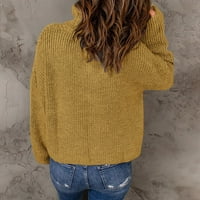 Authormvch пуловери за жени пуловери за Kint дълъг ръкав цип пуловер пуловер за костенурка за дамски върхове Дамски пуловери жълти