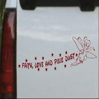 Tinkerbell Faith Love and Pixie Dust Car или Truck Window Laptop Decal Sticker Burgundy 12in 2.8in