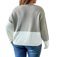 Небрежни цветни блокирани пуловери с дълъг ръкав с дълъг ръкав плюс пуловери с размер