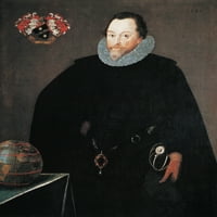 Сър Франсис Дрейк n. Английски адмирал. Масло върху платно, 1591 г., от Маркъс Гееерертс по -младият. Печат на плакат от