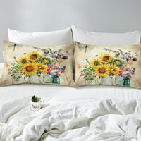 Комплект за спално бельо за дъски слънчоглево покритие покритие от градински декор, ретро утешител на корица