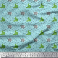 Soimoi памучен Poplin Fabric Fabric Geometric Fars, Crocodile & Rhinoceros Детски отпечатъци от плат по двор