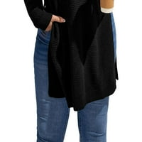 Пуловери за женски плюс размер Небрежни обикновени пуловери с висока шия в черно 2xl