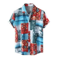 Летни мъжки памучни ленени ризи Небрежен копче с къс ръкав надолу флорални отпечатани графични тийнейджъри модерни риза на Хенли свободна удобна плажна хавайска ?
