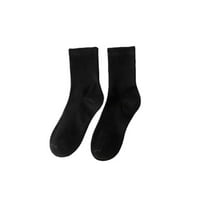 Rygai двойка памучни чорапи еластични пот-абсорбиращи не-плъзгане дишащ твърд цвят студено всички сезони мъже жени ежедневни чорапи в средата на тръба ежедневно облекло, бяло