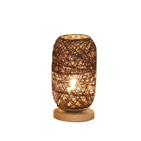 Folzery Wood Rattan Twine Ball Lights Table Lamp Room Home Art Decure Deass Light