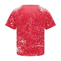 Penkiiy жени SummerChristmas Смешно писмо отпечатани блузи тениски ежедневни V-образни тениски с къс ръкав T-тениски t-рици за жени пакети с червено на клирънс