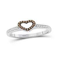Diamond Princess 10kt бяло злато дамски кръг кафяв диамантен сърдечен пръстен cttw
