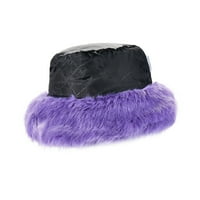 Sunisery Furry Bucket Hat Пухкава зимна по -топла риболовна шапка за жени, леопардова солидна винтидж шапка за студено време