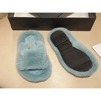 Ferndule дами износване-устойчива fau fur fuzzy чехли спалня пухкави обувки къщи лек фиш на синьо 6.5