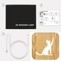 Дървени нощни лампи за спални настолна лампа с 3D домашна котешка абартна абалария USB коледни подаръци