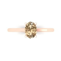 1. CT Brilliant Oval Cut Clear Simulated Diamond 18K Rose Gold Politaire Ring SZ 9.75