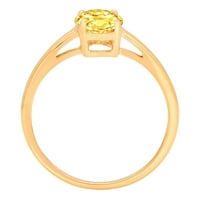 1. CT блестящ овален разрез Симулиран жълт диамант 14K Жълто златен пасианс пръстен SZ 9.25