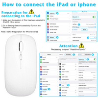 2.4GHz & Bluetooth Акумулаторна мишка за Vivo Bluetooth безжична мишка за лаптоп Mac ipad Pro Computer Tablet Android Pure White