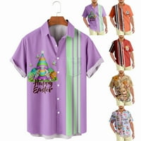 Великденски мъжки детски бутон нагоре риза с джоб, основни ризи за боулинг плюс размери мъже