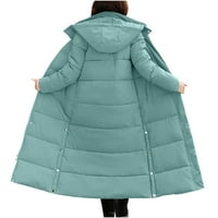 Женско модно свободно време зима Ново яке с палто с удължено плътно яке от памук, зелено, зелено