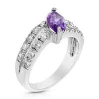 CTTW Purple Amethyst Ring. Стерлингово сребро с родий мариз размер жена възрастен