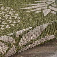 Laddha Home Designs 5 '7' Зелен и бежов ананас правоъгълна зона за хвърляне на килим за хвърляне