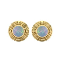 Кръг Opal Sterling Silver Gold Vermeil Minimalist Women Wedding Stud Cear