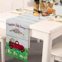 Aosijia памучно бельо маса маса за бегач Стъци шалове Честит великденски гноми Carrrot Заек зайче нехлъзнене правоъгълник за настройка на маса за пролетта за празник в домашна вечеря дом