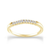 Карат кръг отрязани бяло естествено диамантен годеж сватбена лента пръстен в 14k жълто златен пръстен размер-9