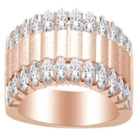 14k розово злато CT кръг от бяло бяло естествено диамант мъжки моден лентен пръстен с пръстен размер-11